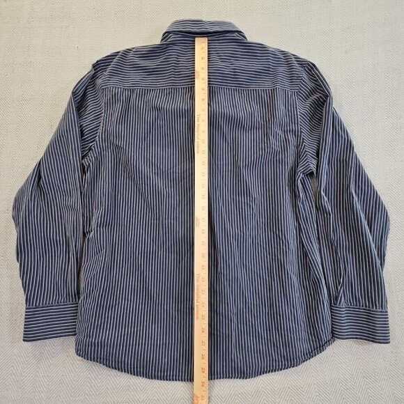 Marc Ecko Cut & Sew Button Shirt Long Sleeve Embroidery Design Blue Stripe XL - Picture 14 of 16